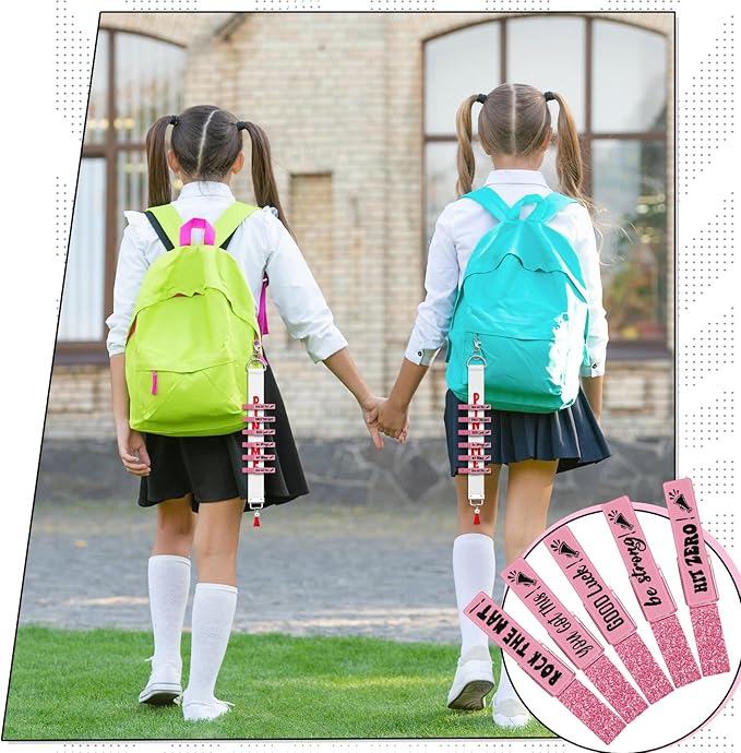 Kigeli 30 Pcs Spirit Clips Cheer Pins Cheerleader Gifts Clothes Pins for Backpacks Competition Glittered for Team Cheer Gifts Stuff Supplies Party Favors Accessories Bulk(Light Pink,Shiny)
