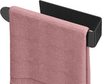 Adhesive Towel Holder, Self Adhesive Hand Towel Racks for Bathroom Wall Mounted, 8 Inch Square Hand Towel Bar Stick on Wall for Kitchen Cabinet RV, Black