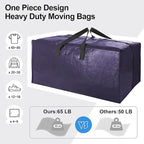 6 Pack Heavy Duty Large Moving Bags W/Backpack Straps - Strong Handles & Zippers, Storage Totes, Fold Flat, Alternative to Moving Box and Storage Bin, Semi-Transparent+Blue+Black