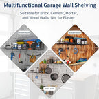 4 Pack Garage Wall Shelf, Wall Mounted Storage Shelves, Heavy Duty Metal Shelves for Room Wall, Loads 160 LBS Floating Shelves Mesh Storage Rack for Garage, Office, Basement,Wall Cabinet and Kitchen