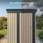 Devoko 5 x 3 FT Metal Storage Shed with Floor Frame Waterproof Garden Tool Shed with Lockable Door, Outdoor Shed Storage House for Backyard Patio Lawn, Brown
