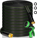 Garden Hose 100 ft Water Hose Flexible Heavy Duty Outdoor Lightweight No Kink Long Non-Expandable High Pressure Flat Hoses Pipe 100’ Strong 3/4’’ Brass Fitting for Outside Yard Lawn Car Wash