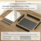 Keonjinn 30 x 26 Inch Black Medicine Cabinet, Bathroom Medicine Cabinet with Mirror, Lightweight Aluminum Structure, Assembly Required, in Wall or Wall Mount, Free Adjustable Shelves, Tempered Glass