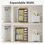 VIPEK X2 Expandable Reach-in Closet Racks Adjustable from 3'3" to 4'8" Portable Open Walk-in Closet Rack System with Flexible Shelves and Hanger Rods Clothing Rack for Hanging Clothes, Black