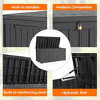 190 Gallon Deck Box Large Outdoor Storage Box Waterproof for Patio Furniture,Outdoor Cushions,Garden Tools and Pool Supplies,Weatherproof(Black,190Gallon)