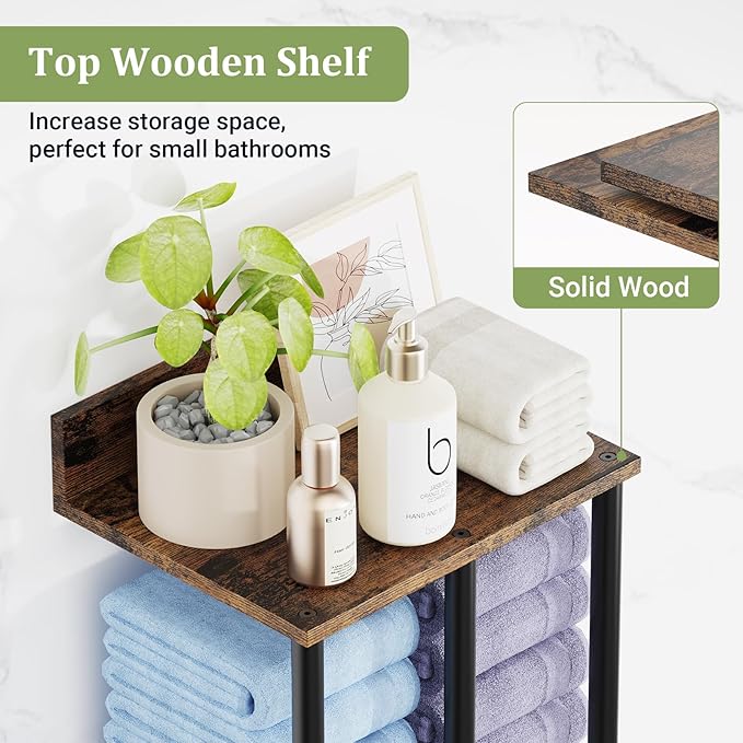Large Towel Racks for Bathroom Wall Mounted, Updated 3 Bar Bath Towel Holder for Bathroom Wall, 34'' Bath Towel Rack for Bathrooms, Metal Small Bathrooms Towel Storage Rack, RV Towels Rack, Rustic