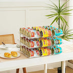 Can Organizer for Pantry, Stacking Can Storage Organizer Pantry, Automatic Rolling Can Rack for Fridge, 3Tire 3 Columns Can Holder for 36 Cans, Canned Goods Organizer