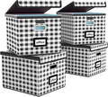 Huolewa Decorative File Organizer Boxes Office Document Storage with Lids, Linen File Storage Organizer Boxes, Universal Hanging Filing Organization Box for Letter/Legal Folder,Home File Storage Bins