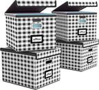 Huolewa Decorative File Organizer Boxes Office Document Storage with Lids, Linen File Storage Organizer Boxes, Universal Hanging Filing Organization Box for Letter/Legal Folder,Home File Storage Bins