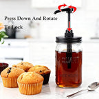GMEPOCH 32 oz Mason Syrup Sauce Honey Dispenser Pump Bottle 1 Quart Wide Mouth Glass Coffee Syrup Condiment Ketchup Container Food Grade Airtight & Leak-Proof