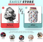 Cute Cartoon Animal Dogs Laundry Basket Foldable With Handles Tote Bag Oxford Cloth Funny Dog Laundry Hamper Clothes Storage Bucket Toy Organizer 18.9" x16.5" For Bathroom/Laundry/Bedroom