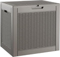 30 Gallon Outdoor Storage Box, Resin Deck Boxes Outdoor Waterproof For Patio Furniture, Garden Tools, Pool Supplies, Lockable And UV Resistant (Rattan Black)