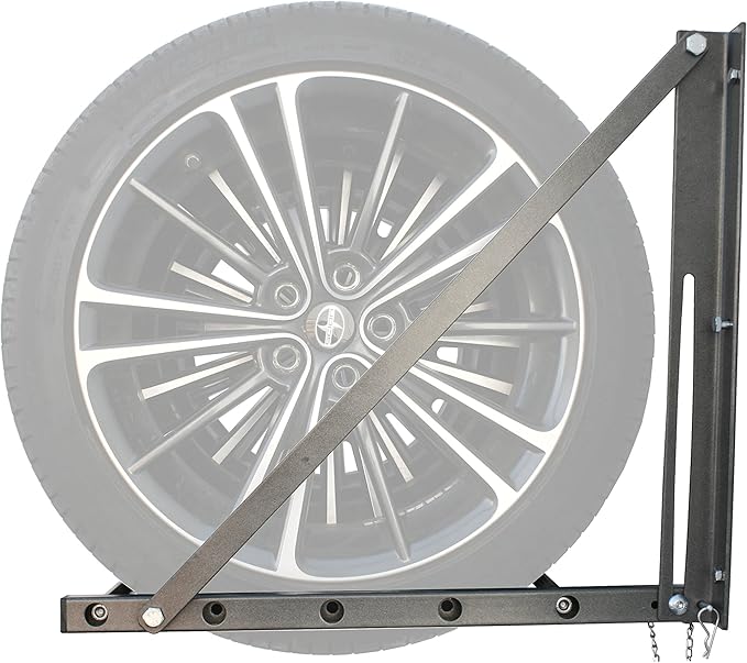 MaxxHaul Adjustable Wall Mount Folding Tire Rack – 32 to 48 Inch Width – 300 lb Capacity – Heavy Duty Steel Garage Tire Storage Holds 4 Tires – 70489