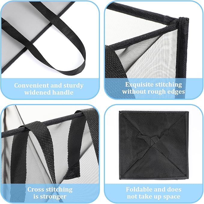6 Pack Mesh Pop Up Laundry Hamper, 13 Inch Laundry Basket Collapsible with Handles, Portable Square Foldable Laundry Basket for Washing, Toy Storage, College Dorm, Travel Organizer (Black)