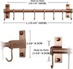 Dseap Kitchen Untentil Rail with 8 Hooks,Hanging Rack for Pots and Pans, Plants, Double Bars, Wall Mounted, Antique Copper, Pack of 2