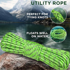 TECEUM Rope – 90 Feet x 1/4 Inch (7mm) – Green Gray – Strong All-Purpose Utility Rope – Camping, Crafting, Flag Pole, Indoor & Outdoor – Polypropylene Nylon Poly Lightweight Diamond Braided Cord