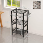 Garden Tool Organizer Storage Metal Yard Tool Organizer Heavy Duty Garden Tool Rack Stand with Extra Hooks, Up To 35 Long Handled Shovels/Rakes/Brooms Holder for Garage,Shed,Outdoor(Black)