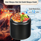 26oz Kids Jar for Hot Food, Insulated Vacuum Food Jar with Buckle Lid, Stainless Steel Wide Mouth Leak Proof Insulated Lunch Container for School Picnic Travel, Black