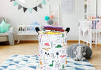 Dinosaur Pattern 19.7 Inch Round Laundry Clothes Hamper Laundry Basket with Handles,Storage Organizer Bins Laundry Gift Basket for Room, Bedroom Decor