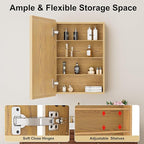24x30 Inch Wood Medicine Cabinet with Mirror, Surface or Recessed Mounted Bathroom Cabinets with Adjustable Shelves, Soft-Close Hinges, Wall Mounted Cabinet for Storage
