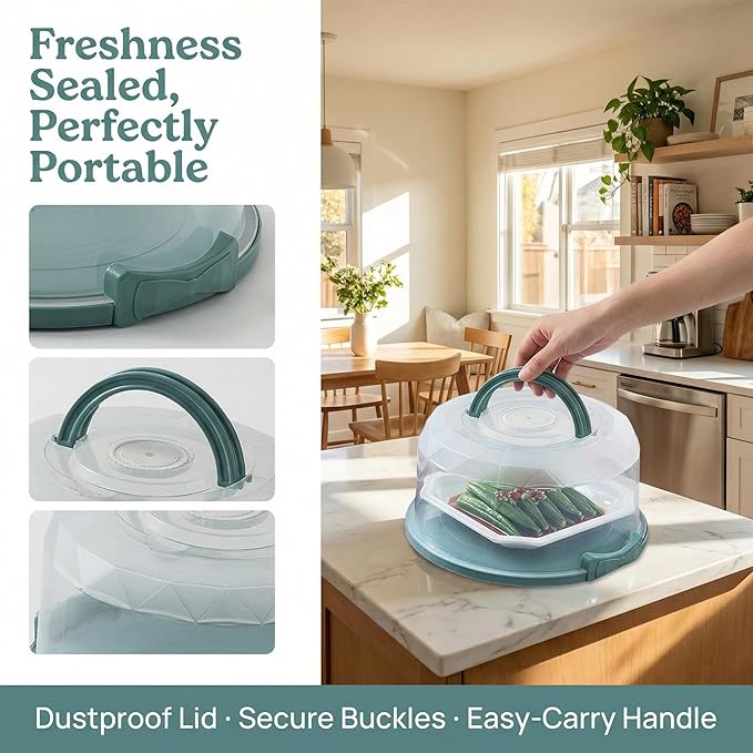 Cake Carrier with Cover and Handle 8 inch Cake Cake Box Dustproof Cake Carry Container Cupcake Holder for Parties Dishes
