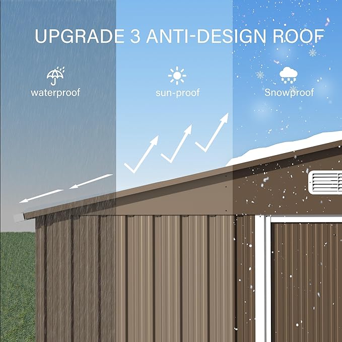 Kullavik 10FT x 8FT Outdoor Storage Shed with Window and Lockable Doors,Waterproof Metal Garden Tool Shed,Galvanized Steel shed for Backyard,Garden,Patio