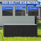Outdoor Storage Box, Resin Deck Boxes Indoor and outdoor, Waterproof Storage Box Lockable Lid (Black,200 Gallon)