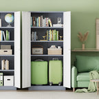 INTERGREAT Metal Storage Cabinet, 72" H Lockable Steel Cabinets with Locking Doors, Storage Locker with Adjustable Shelves for Office, Home, Garage, Gym, School (White Grey)