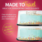 9" Plastic Disposable Cake Containers Carriers with Dome Lids and Cake Boards | 3 Round Cake Carriers for Transport | Clear Bundt Cake Boxes/Cover | 2-3 Layer Cake Holder Display Containers