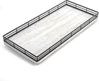 Bathroom Toilet Tank Tray, 13" Wood Toilet Paper Storage Basket Tray Back of Toilet Basket Organizer,Vanity Tray for Perfume Makeup Candle Decor, Black & Farmhouse White