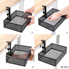 Mesh Desk Organizer and Clamp-on Swivel Pencil Drawer, Desk Hidden Extra Sturdy C-Clamp Mount System and Easy to Instal, Home Office Art Supply Storage Box (Black)