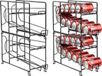SUFAUY Beverage Can Dispneser Organizer, Stackable Shelves for Storage for Pantry, Black- 2 Pack