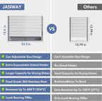 JASIWAY Over The Sink Dish Drying Rack for Kitchen, Expandable (12.8"-23.8" D x 15.5" W) Roll Up Dish Drainer with The Function of Fordable, Rust Proof, Large Sink Cover with Removable Utensil Holder