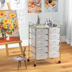 RELAX4LIFE Rolling Storage Cart with 10 Drawers - Craft Storage Cart with Lockable Wheels,Utility Cart, Art Cart Organizer for Crafting Storage, Studio, Office, Home, School Rolling Drawer Cart