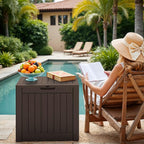 Greesum 40 Gallon Outdoor Deck Box with Lock, Resin Storage Chest for Patio Furniture Cushions, Garden Tools, Pool Toys, Waterproof & UV Resistant, Large Capacity, Dark Brown