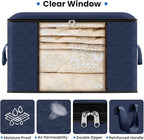 Fab totes Storage Bags,Clothes Blanket Storage Bins Foldable Closet Organizers with Reinforced Handle for Home Dorm Storage and Organization,Fabric Bags for Organizing Sheets,Clothing (Blue,3 Pack)