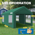 Quictent 10x20 FT Heavy Duty Upgraded Carport, Reinforced Galvanized Outdoor Garage Canopy Tent with Roll-up Ventilated Windows & Sidewalls, Weatherproof Shelter for Car, Boat, RV - Green