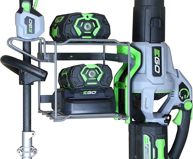c2M Lawn Power Tool Organizer Wall Mount Rack Hanger for Leaf Blower (now compatible with EGO 530) and String Trimmer Weed Eater