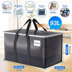 4 Pack Moving Bags Heavy Duty, Moving Boxes, Storage Bags with Zipper & Handles & Tag for College & Dorm Moving Supplies Grey Laundry Hamper Bag, Foldable Space-saving Totes (93L, Grey)
