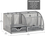 Mind Reader 7-Compartment Desktop Organizer, File & Accessory Storage, Metal Mesh Office Organizer for Desk, Workspace, Mail, Silver