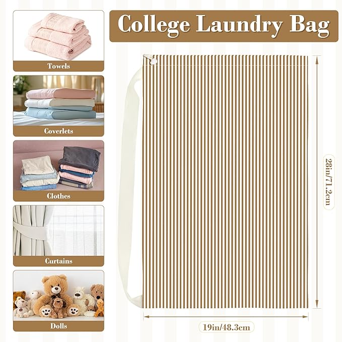 College Laundry Bag 29"×18", Waterproof Dirty Clothes Bag with Handles & Locking Drawstring, Large Capacity Laundry Backpack for Dorm, Laundromat, Apartment, Travel & Camping (coffee)