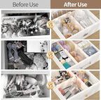Drawer Dividers Organizer 9 Pack, Adjustable Separators 4" High Expandable from 11-17" for Bedroom, Bathroom, Closet, Clothing, Office, Kitchen (Beige, 9 PACK)