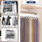 SereneLife 30 Pack Skirt and Pant Hanger with Adjustable Non-Slip Steel Clips, Premium Wooden, 360° Swivel Hook & 10 lb Capacity – Space-Saving Heavy-Duty Hangers for Jeans, Shorts & Slacks (White)
