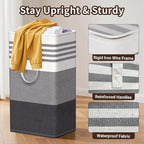 WOWBOX 2 Pack Laundry Hampers Baskets, Freestanding Dirty Clothes Hampers with Reinforced Handles & Cross Stitch & Waterproof Coating, for Laundry Bedroom Bathroom, 2 x 88L