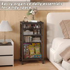 Rolling Storage Cart with Drawers, Utility Cart with Wooden Tabletop and Lockable Wheels Multifunctional Storage Organizer Craft Cart for Classroom, Bedroom, Bathroom, Office, Black
