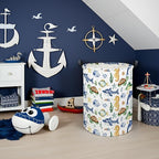Ocean Kids Laundry Basket Baby Hamper Sea World Toy Storage Bin for Boys Room Decor Baby Nursery Hamper Gift Baskets for Bedroom Bathroom(Ocean)