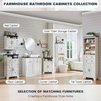 ACCOHOHO Bathroom Wall Cabinet, Farmhouse 24" Wide Medicine Cabinet with Drawer, Adjustable Shelf, Double Barn Doors, Storage Cabinets for Bathroom, Kitchen, Living Room, Off White