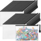 Jetec 32 Pcs Mesh Zipper Bags Toy Storage Bikini Organizer Bag Bolsas Para Guardar Trajes De Bano Waterproof Zipper Reusable Pouch Puzzle Multipurpose for Storage Office(Black,7.5 x 5 Inch)