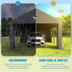 Carports Canopy Heavy Duty, Portable Garage with Sidewalls and Side Doors (12x20, Grey)