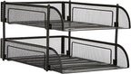 Mind Reader Stackable Paper Tray, Desktop Organizer, File Storage, Office, Metal Mesh, 2 Pcs, Black
